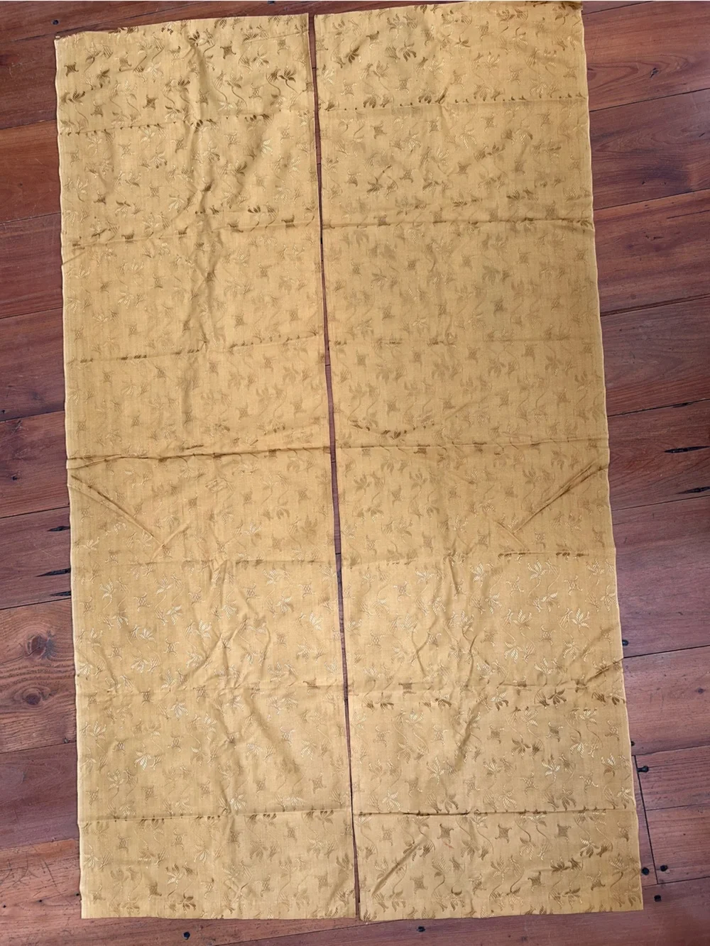 2 Fabric Panels Looks like spun gold Vintage 19